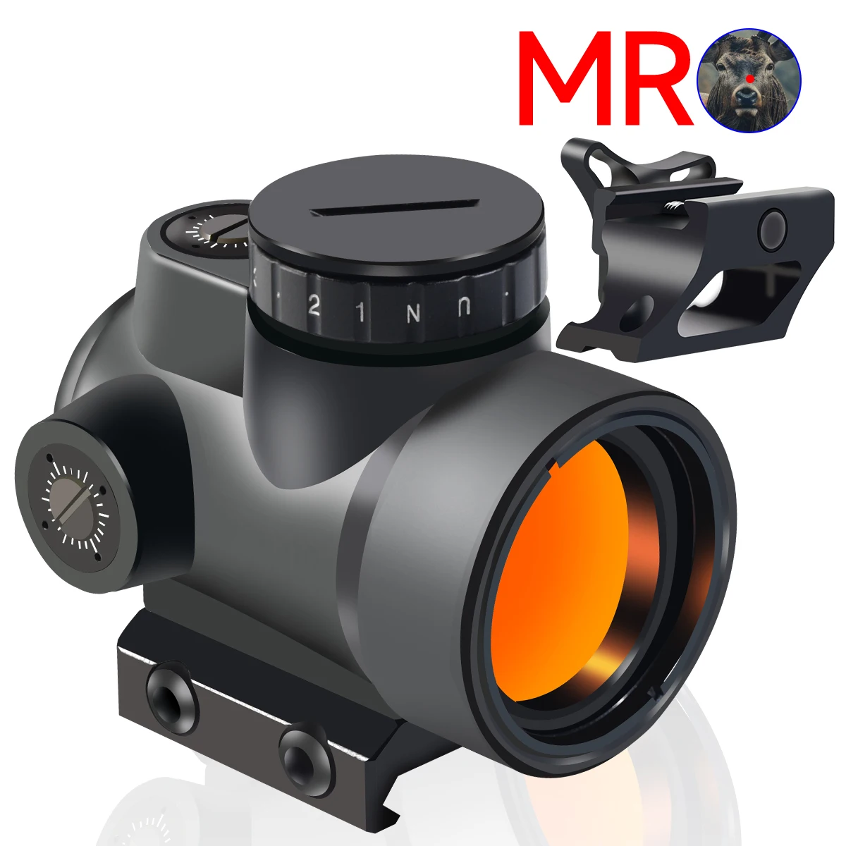 1x25 Red Dot Sight Holographic 2 MOA Adjustable Dot Scope W/ 20mm Rail Hight/Low Mount Collimator for Hunting