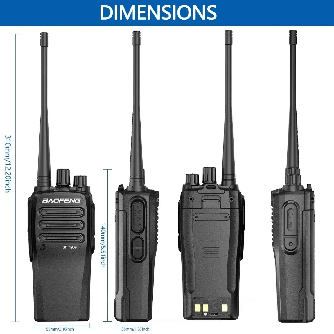 BaoFeng BF 1909 12 Вт Мощная рация дальнего действия Двусторонняя радиосвязь Тип C Зарядный передатчик Обновление BF 888S UV 5R UV 82
