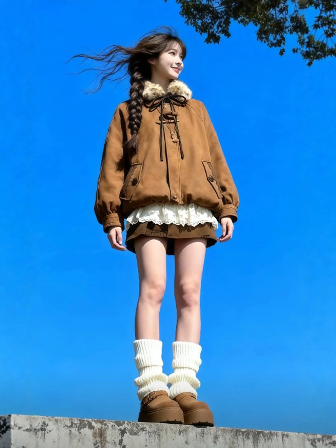 

Retro Gentle Sle Beautiful Flower Bud Jaet Inner Skirt Two-Piece Set Sli Cotton Clothes for Women Winter Faion