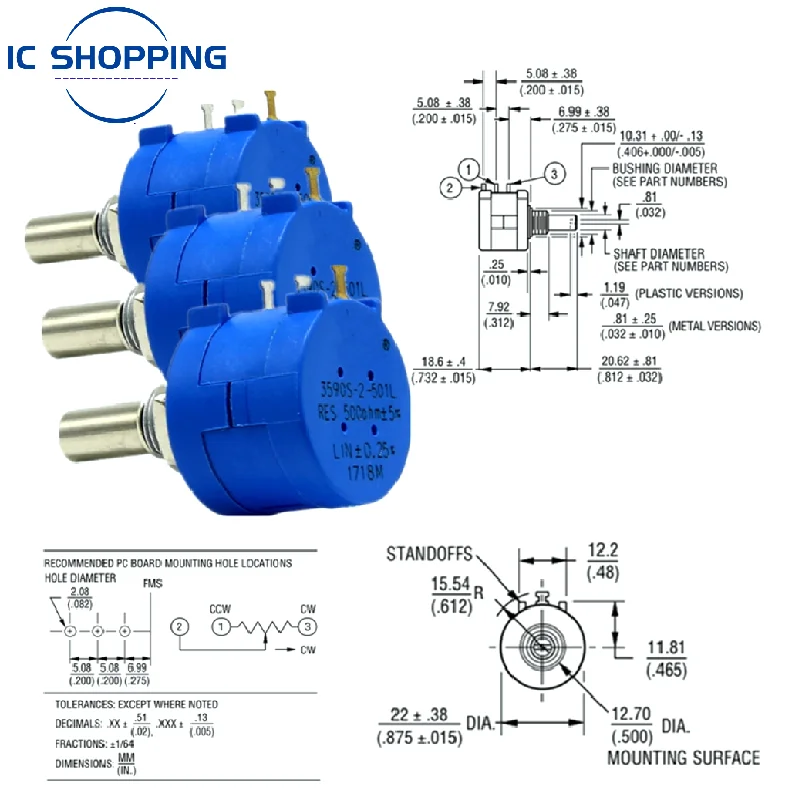 Precision Multi-turn Adjustable Potentiometer Resistance 3590S-2-102L 103L 101L 201L 202L 203L 501L 503L 104L 100R 1K 10K 2K Ohm