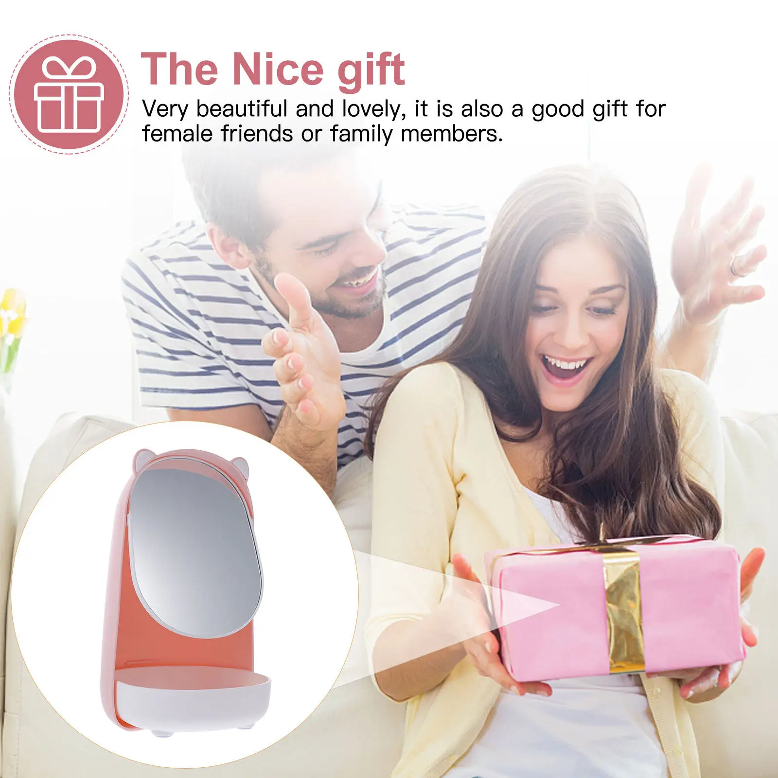 

Портативное компактное настольное зеркало для макияжа в форме милого медведя, 1 шт., для женщин, настольное, прозрачное, HD-качество