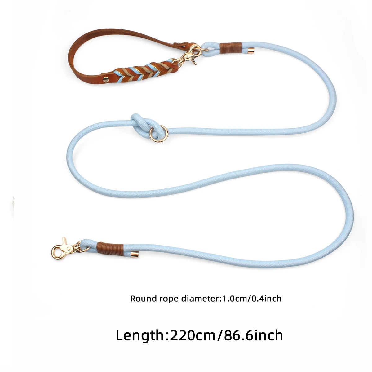 Braunes Leder-Hundehalsband und Leinen, Anzug, gewebte Muster, wunderschönes, langlebiges Nylon, orange Farben, Seil, freihändiges Design, 2026, neu – Detail 11
