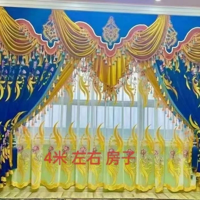 Personnalisé. Rideaux de salon à trois couches