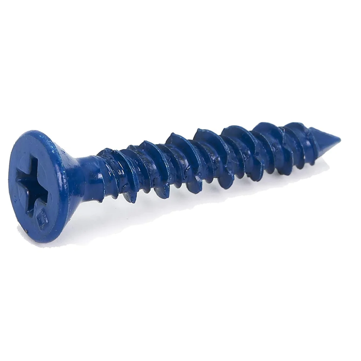 100PCS 3/16 x 1-1/4In Blue Flat Concrete Diamond Point Screw Anchor for Anchoring to Masonry