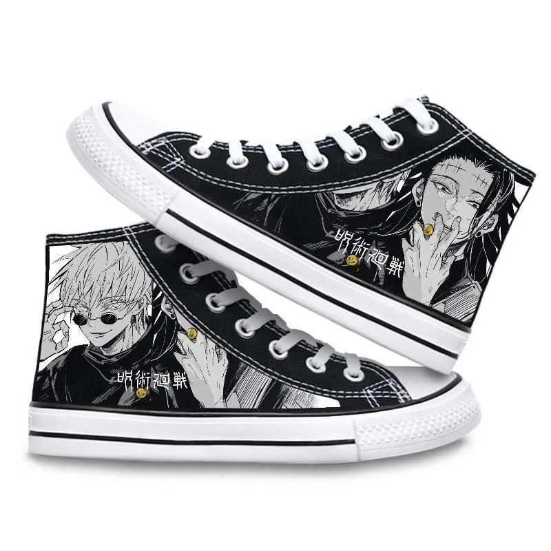 Anime Jujutsu Kaisen Satoru Gojo Men Shoes Vulcanize Canvas Shoes High Top Sneakers Unisex Casual Breathable Platform Shoes Gift