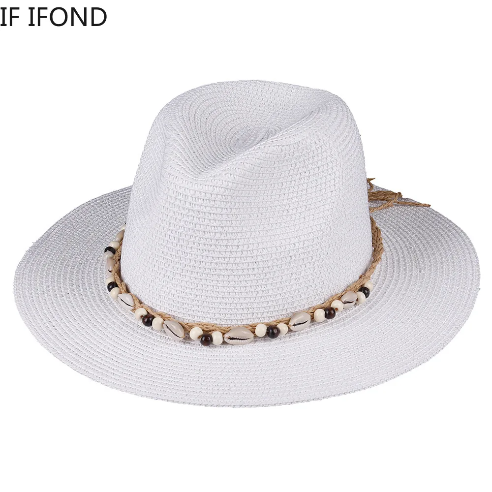 54-58-60CM Women Summer Straw Hat With Natural Shell Conch Outdoor Holiday Parent-Child Hat Panama Beach Sun Hat Dropshipping