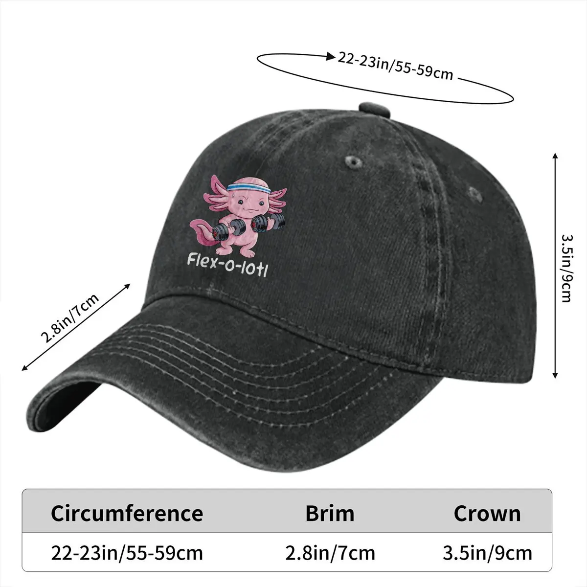 Axolotl Bodybuilder Powerlifter Flex-o-lotl Gym Baseball Cap Men Hats Women Visor Protection Snapback Weightlifting Gym Caps