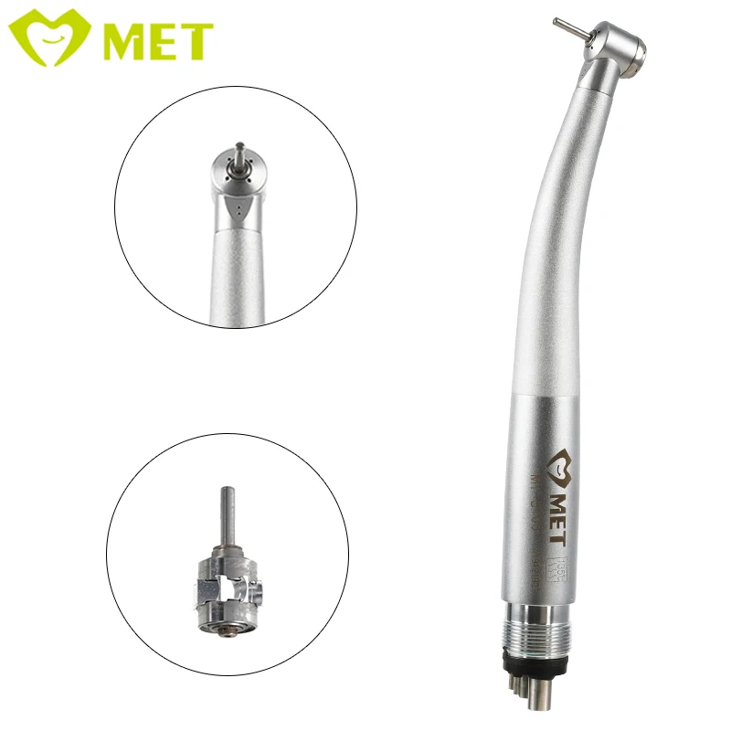 Meite Medical Single Spray Air Turbine Contra Angle Dental Handpiece Mini Head 4/2 holes Push Button High Speed Teeth Drill