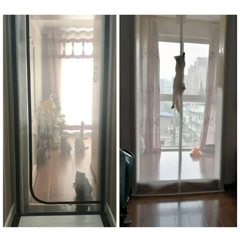 Prevent Pet Escape Door Curtains No Nail Partition Cat and Dog Partition Net Plastic Curtain Door Shielding Mesh Mosquito Net