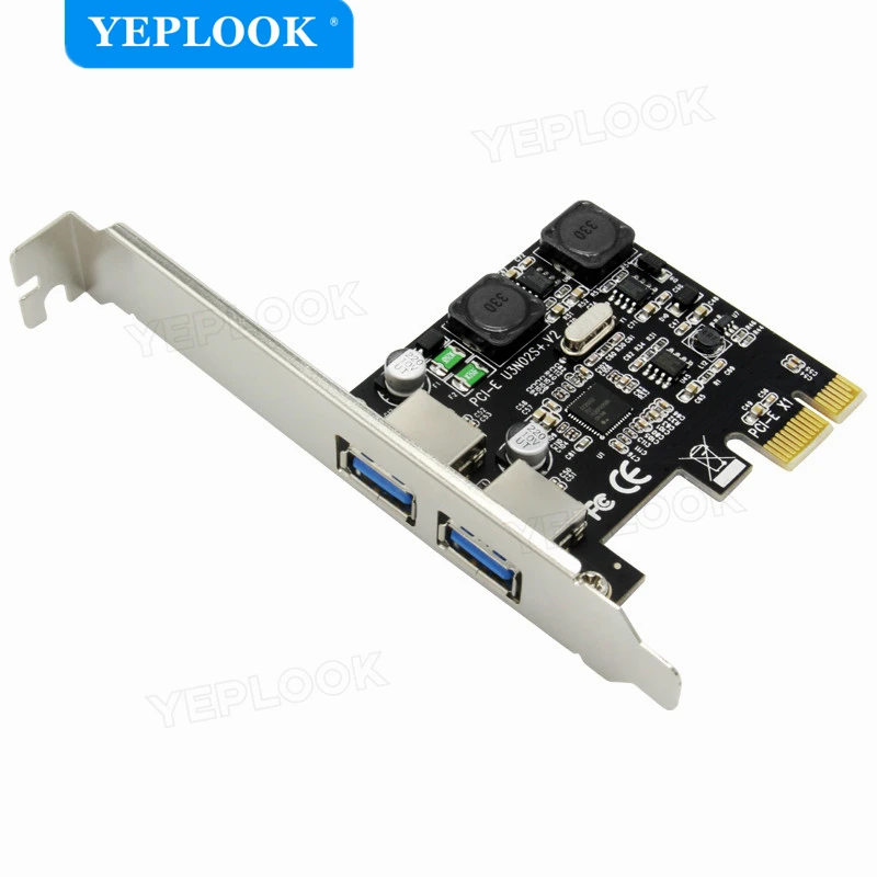 

PCI-E 2 Port USB 3.0 Expansion Card External USB3.0 PCIe Card with 2 Power Modules 4A Current 5Gbps NEC720202 Chip for Desktop