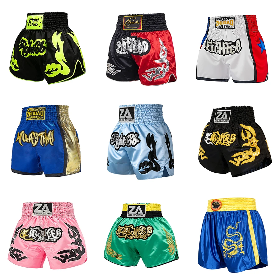 Traditionelle Muay-Thai-Hosen für Männer, Frauen und Kinder, Premium-Boxshorts, Kampfsport-Sparring, Kickboxen, Cage Fight, BJJ, MMA-Shorts
