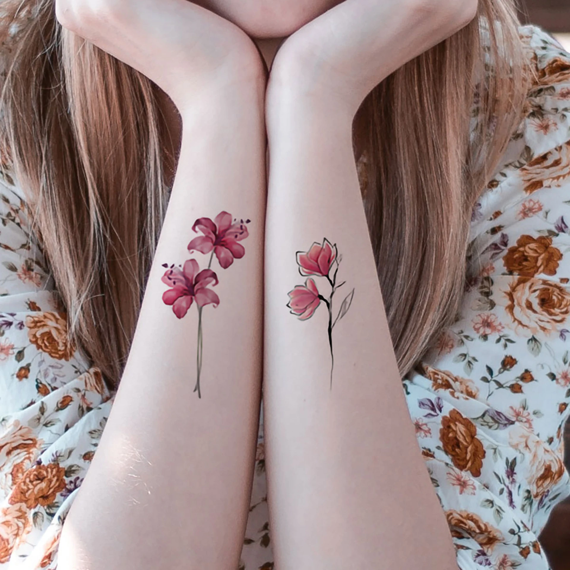 30Sheets Tattoo Stickers, Small Size Pretty Colorful Butterfly & Flower Pattern Temporary Tattoo For Women, Waterproof Lasting