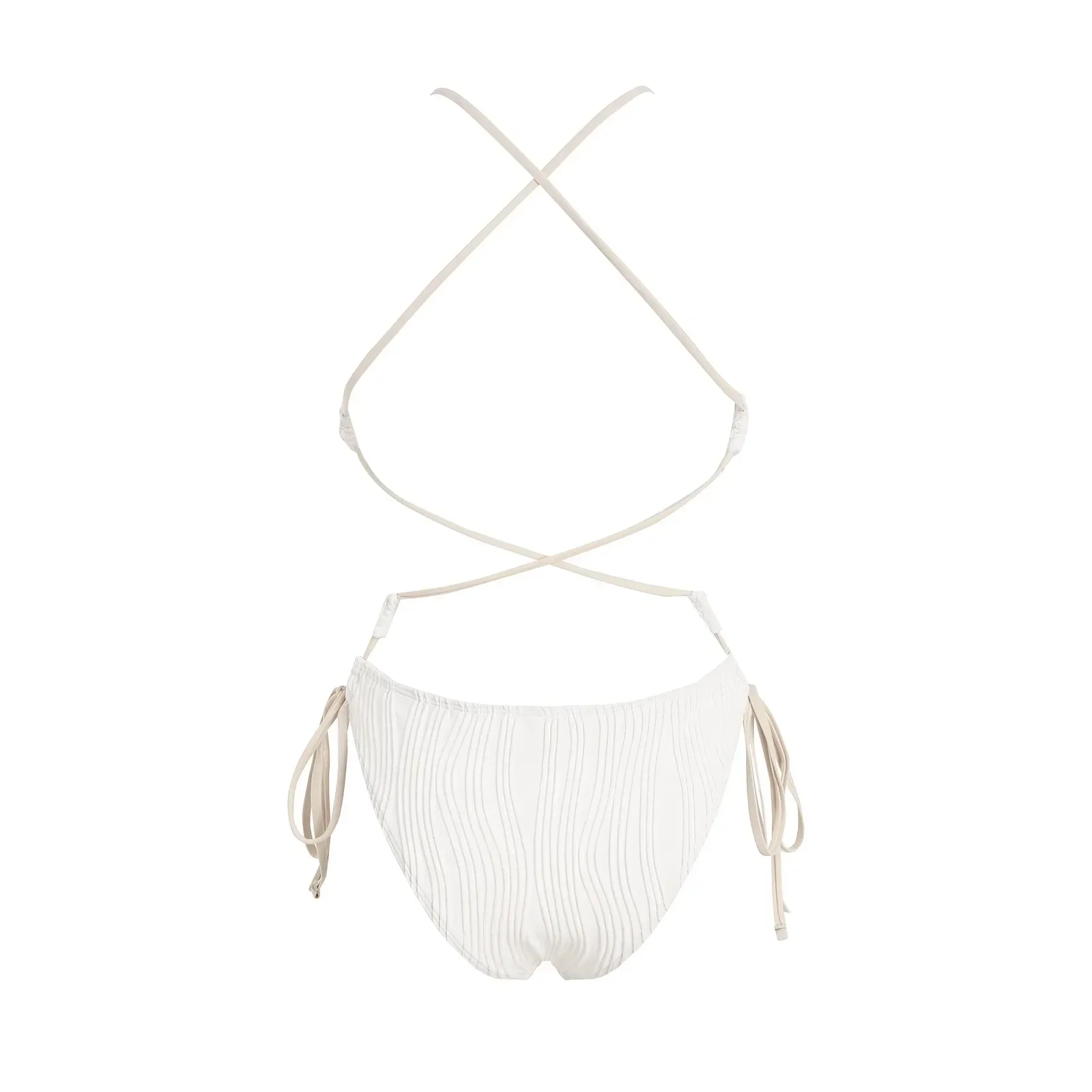 ملابس سباحة نسائية للحوامل بلون واحد ورقبة على شكل V عميقة مثيرة بدون ظهر وأربطة من قطعة واحدة ملابس سباحة نسائية ناعمة trajes de baño mujer #5