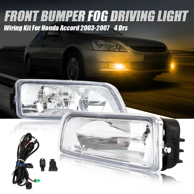 

2Pcs For Honda Accord 2003-2007 4Doors Auto Front Bumper Fog Driving Light W/Wiring Kit Car Replacement Accessories