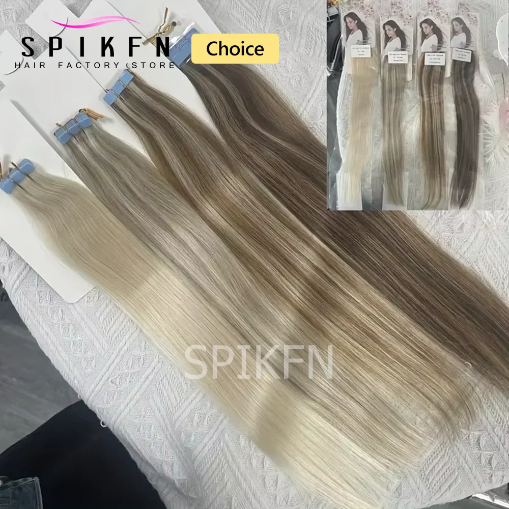 

SPIKFN натуральная черная микролента для наращивания человеческих волос, 10 шт./упак., 12-24 дюйма, мини-лента, лента для человеческих волос, Ins Highlight Hair