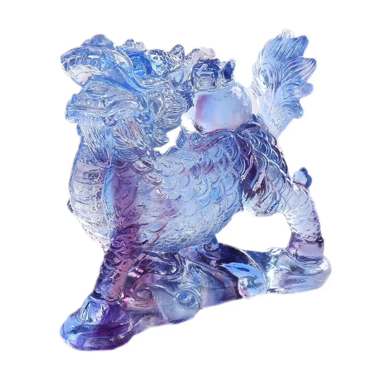 Chinese Liuli Crystal Feng Shui Chi Lin Statue Paperweight Animal Figurines Super Gifts Home Desk Decor Collectible view 3