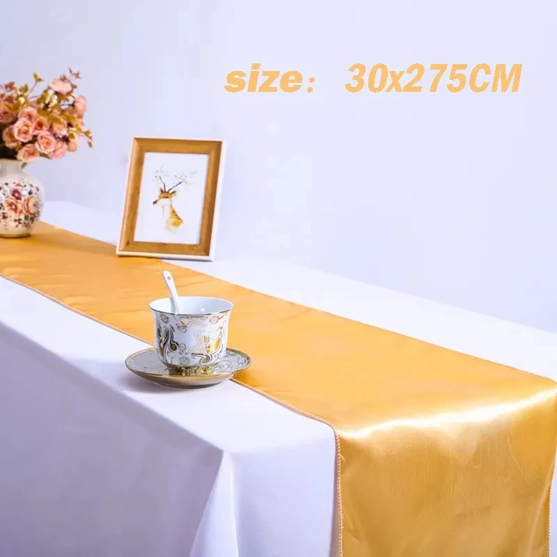 1pc Multicolor Satin Table Runner Autumn Table Runner For Dining Table Christmas Wedding Decoration Red chemble mariage 30*275cm