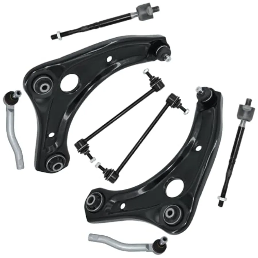 

8pcs Front Lower Control Arm with Ball Joint Sway Bar Inner Outer Tie Rod End Link Steering Suspension Kit Replacement for 1319