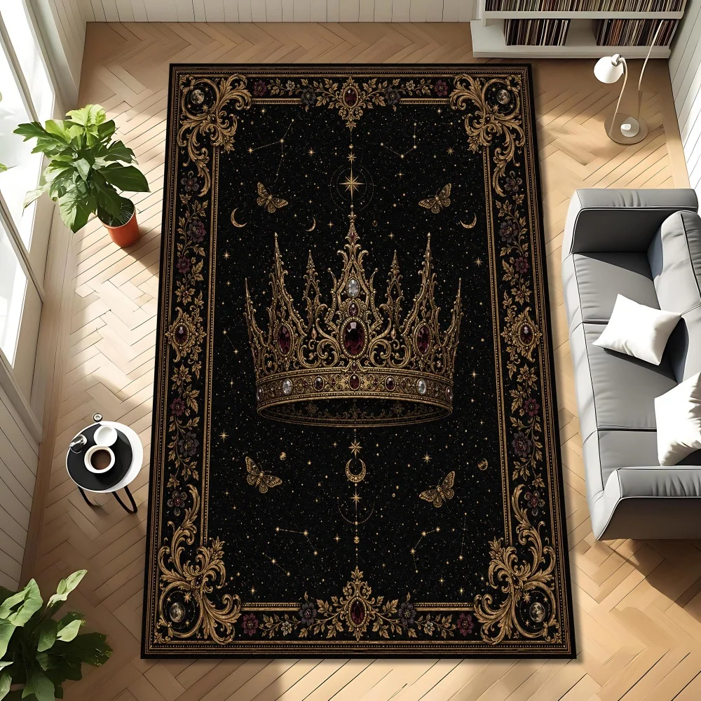 Antique Royal Crown Star Constellation print Rug living room sofa front lounge coffee corner entry hallway NonSlip Rug Gift