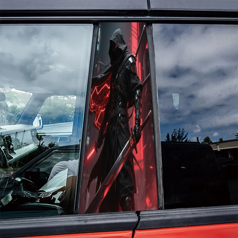 

2 штуки автомобильных наклеек на B-стойку, защитная пленка Cyber ​​Ninja, пленка из ПВХ-материала