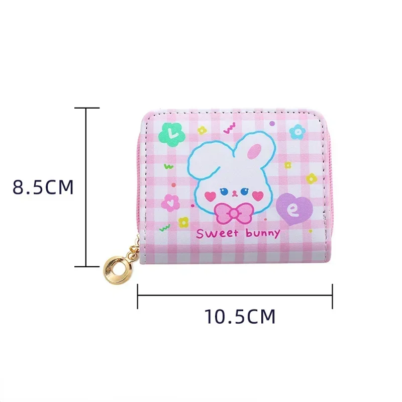 Monedero con cremallera de dibujos animados para mujer, Cartera de cuero Kawaii para tarjetas de crédito, identificación, negocios, Estudiantes Coreanos