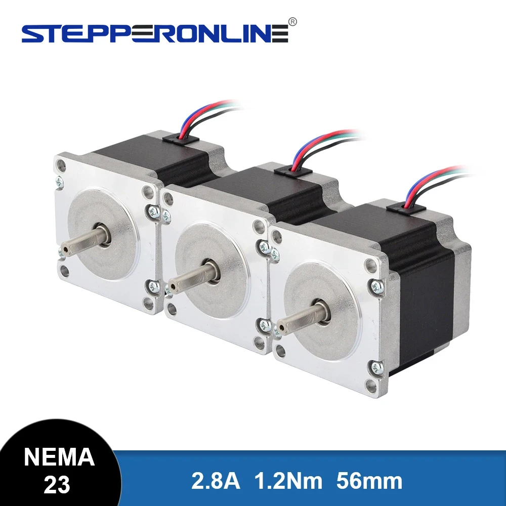 3PCS Nema 23 Stepper Motor 1.26Nm(178.4oz.in) 56mm 2.8A 4-lead Nema23 Step Motor 6.35mm Shaft for  CNC 3D Printer