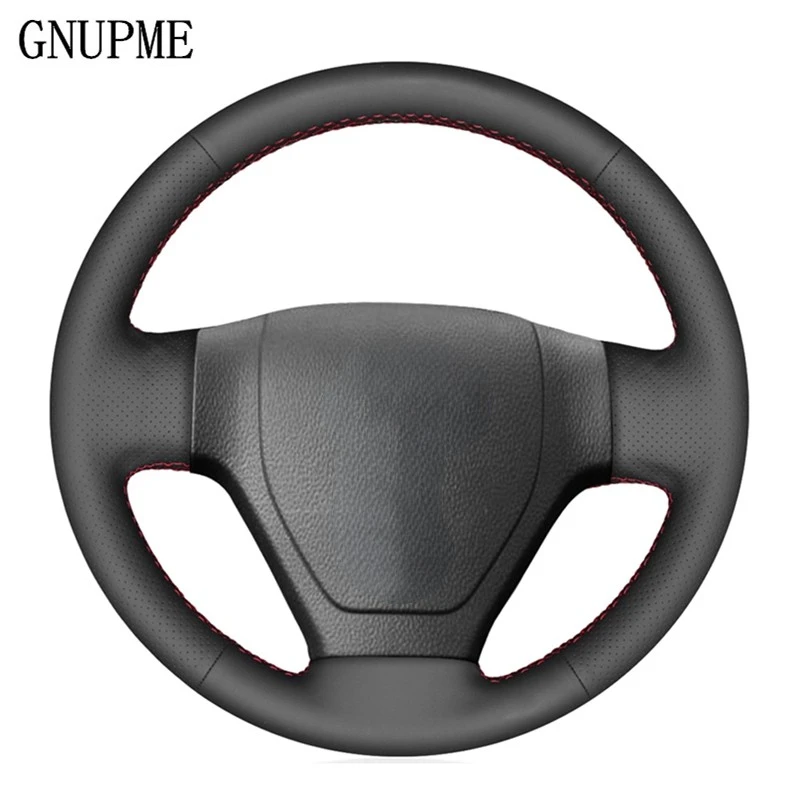 Coprivolante per auto in pelle artificiale nera cucita a mano fai-da-te per Hyundai Getz 2002 2003 2004 2005 2006