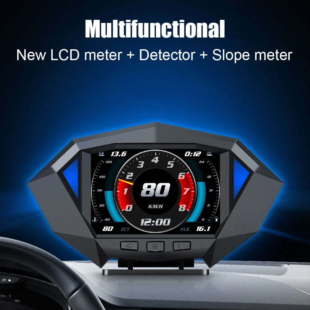 OBD2 GPS Dual System Car Digital Speedometer Slope Tilt Meter Incline Meter P1 Car HUD Display Head Up Display