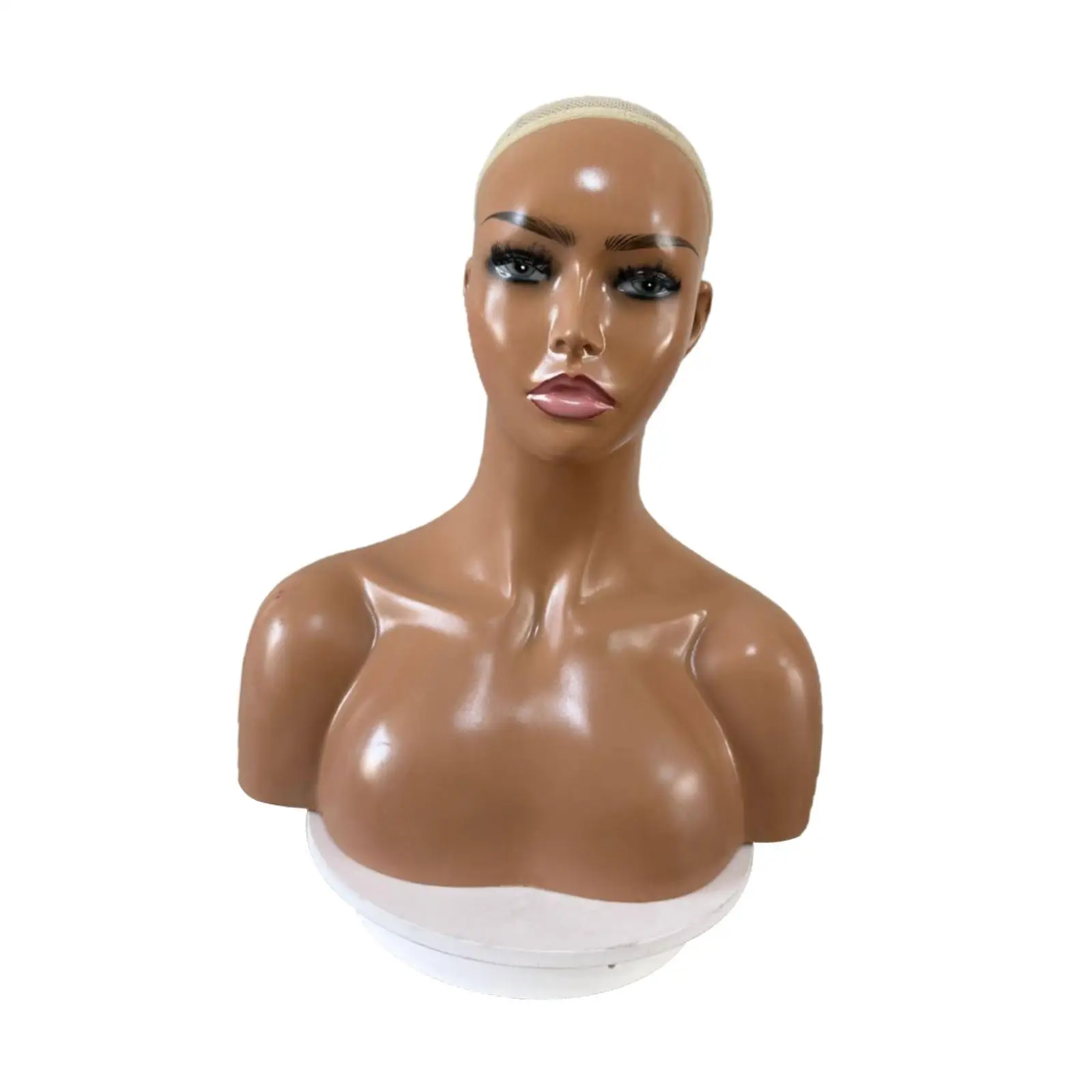 

Female Mannequin Head with Shoulder Beauty Accessories Multifunctional Wig Stand Manikin PVC Head for Jewelry Scarves Display