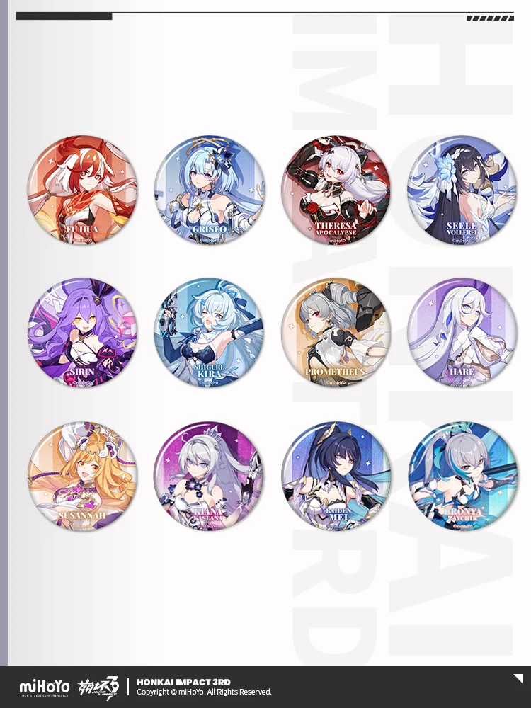 miHoYo Collapse lyceum 3 Official Merch Original Official series Tinplate badge Fuka Griseo Theresa