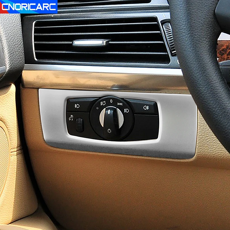 

For BMW X5 E70 X6 E71 2008-2014 LHD Car Headlight Switch Frame Decoration Cover Trim Interior Accessories Carbon Fiber Pattern
