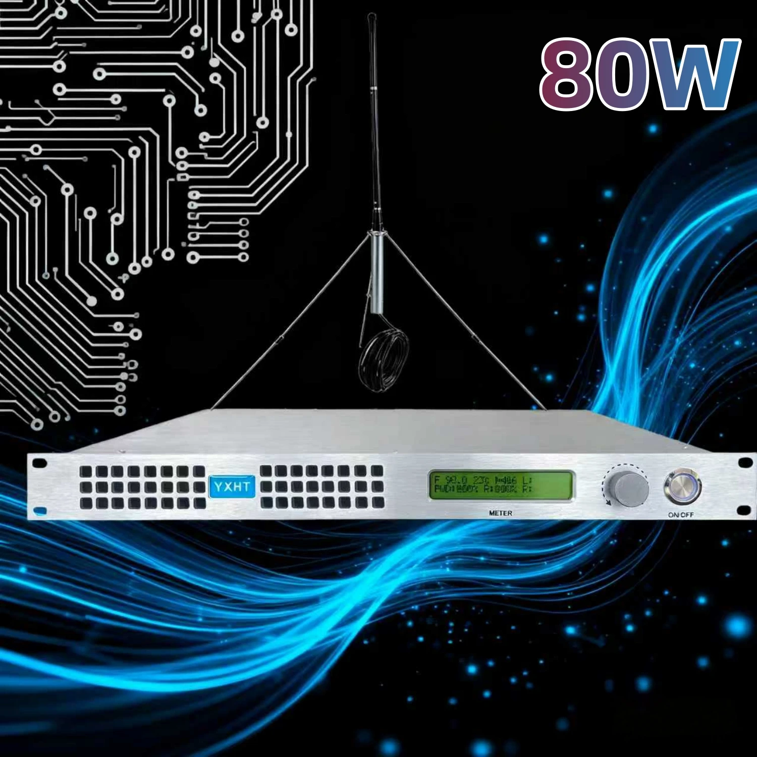 HP- 80W FM Transmitter with Antenna & Cable – High-Quality Stable for Multi-Classroom Campus Teaching Broadcasting