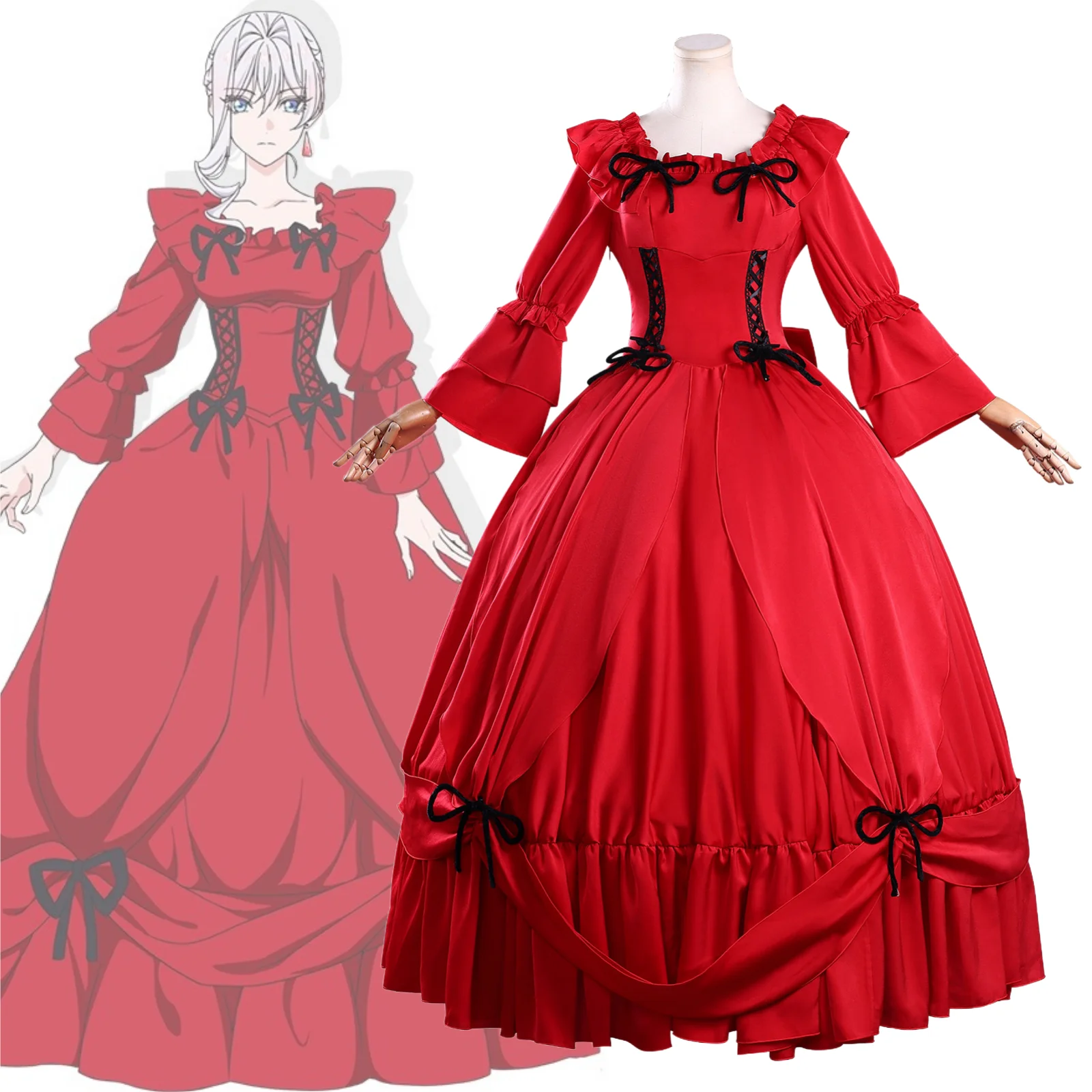 

Anime May I Ask for One Final Thing Scarlet El Vandimion Cosplay Costume Woman Red Dress Christmas Halloween Party Clothing