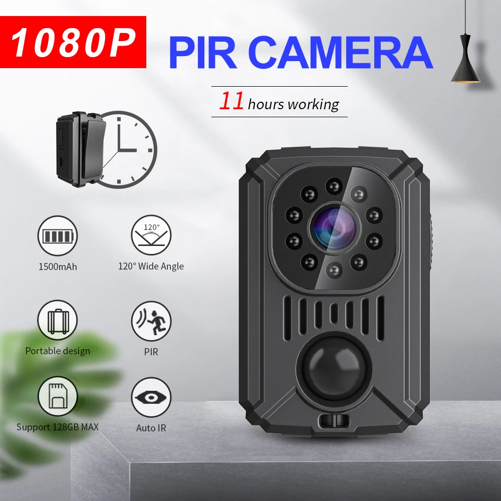 MD31 Portable Body Camera 1080P HD PIR Motion Activated Recording Infrared Night Vision 120° Wide Angle Video Recorder Max 128GB