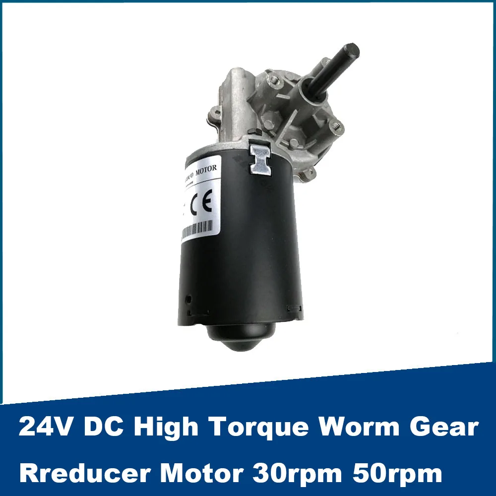 24V DC High Torque Worm Gear Rreducer Motor 30rpm 50rpm 100rpm Worm Gear Motor Wiper Barbecue Grill Motor Turn Right Or Left