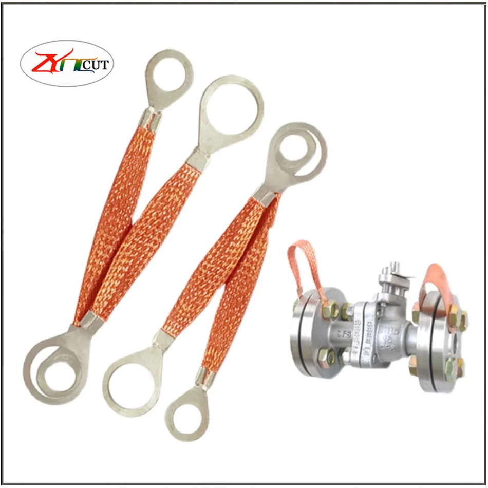 Flange grounding wire 6m2 red copper flange electrostatic jumper wire explosion-proof copper braided tape flange connecting wire