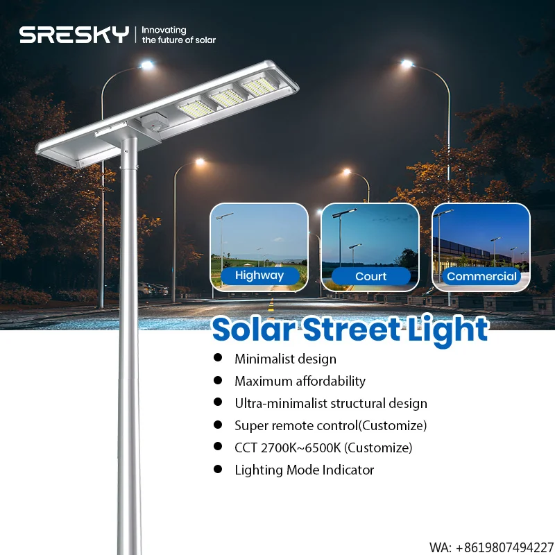 SRESKY Outdoor Solar Street Lamp 80W Industrial Grade IP65 Waterproof Lighting Solution Luces Solares De Exterior Solar Light