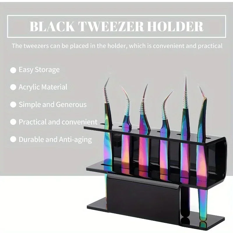 Eyelash Tweezers Storage Holder 6 Holes Rack Portable Tweezers Organizer Shelf Eyelash Extension Makeup Tool Acrylic Stand