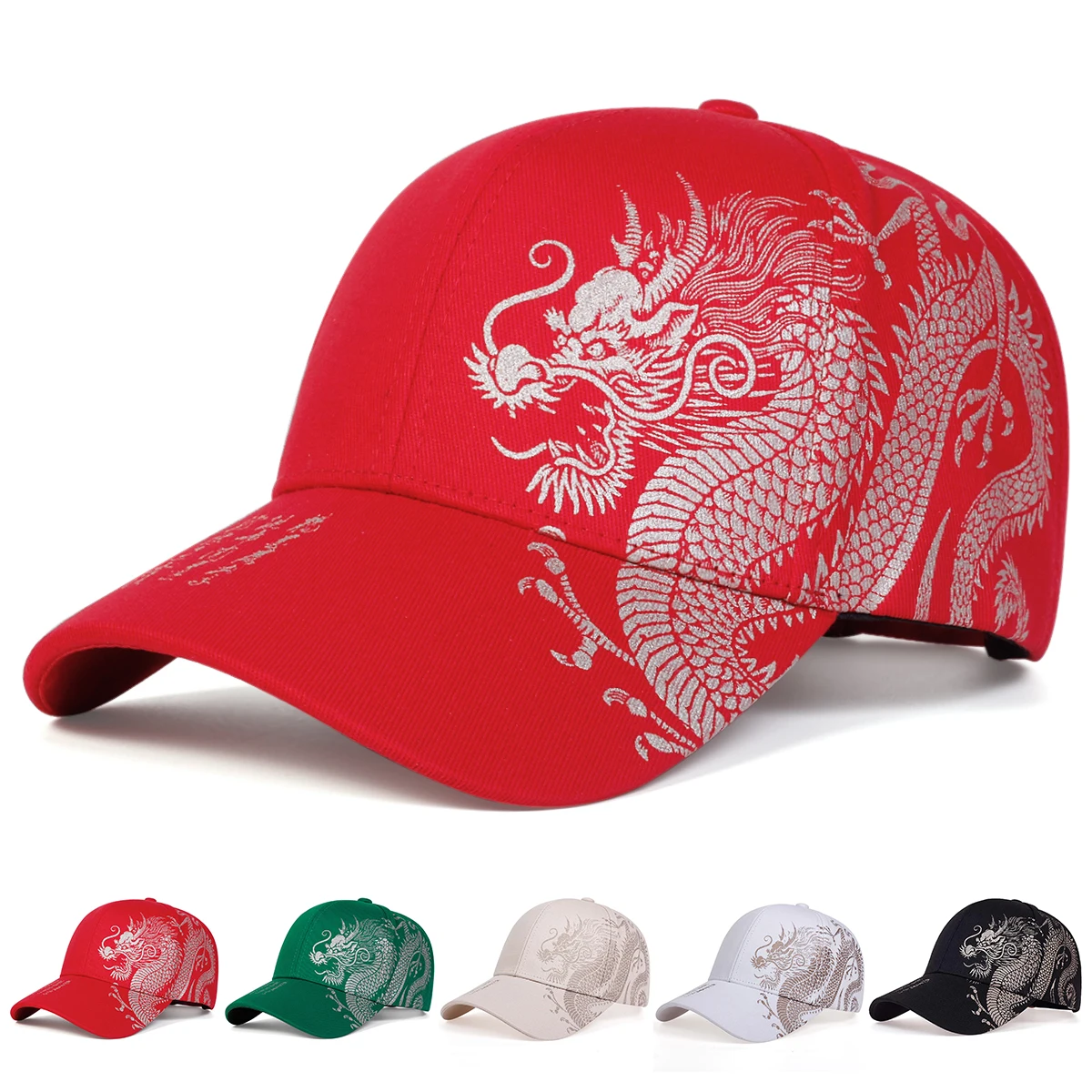 Unisex Golden Dragon Printing Snapback Baseball Caps Spring and Autumn Outdoor Adjustable Casual Hats Sunscreen Hat