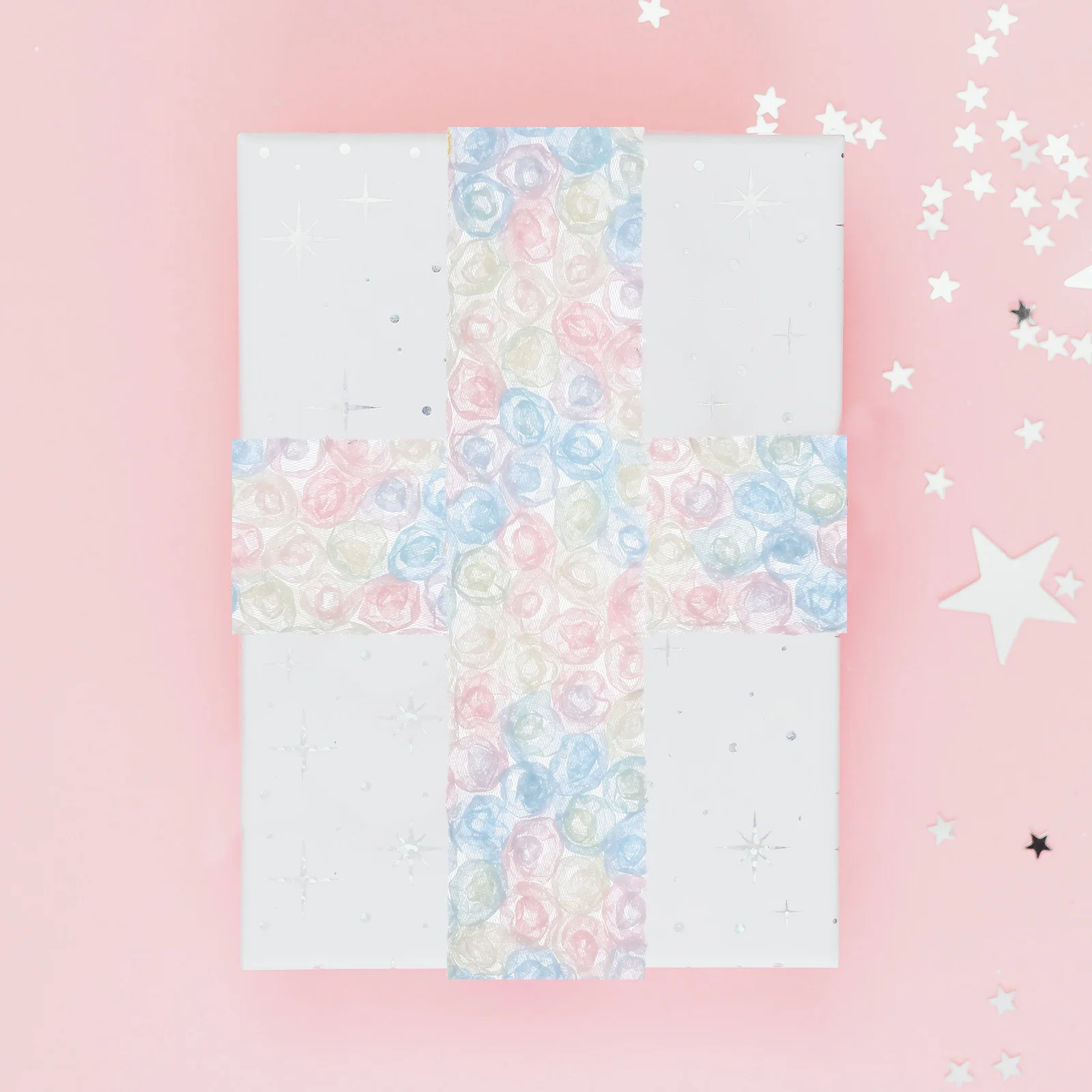 1 لفة ملونة زهرة الورد التطريز صافي النسيج Diy بها بنفسك الحرفية مواد الخياطة لحفل زفاف الديكور التطريز تقليم الخياطة