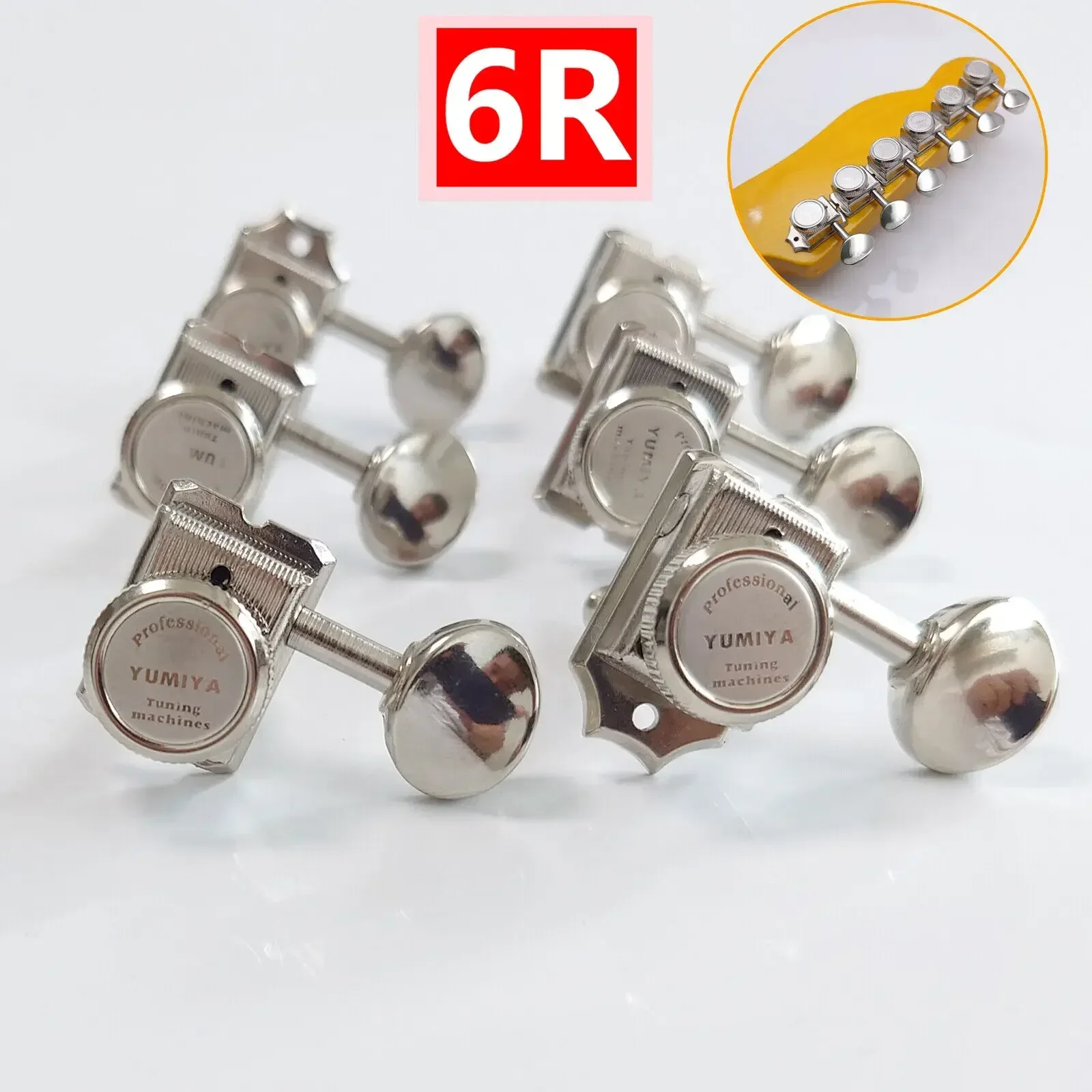 6R Vintage Guitar Locking Tuners for Strat/Tele/LP Guitars - Silver Guitar Tuning Keys, Machine Heads Replacement Parts