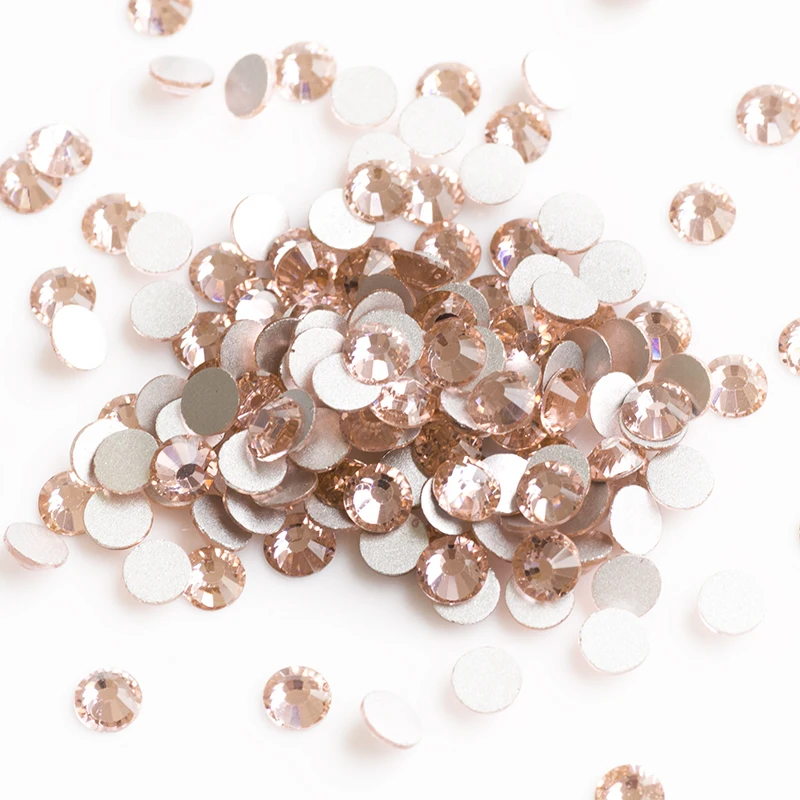 

Light Peach Non Hotfix Crystals Flatback Accessories Supplies Rhinestones Round Glue On Jewelry Glass Beads For Garment Dress