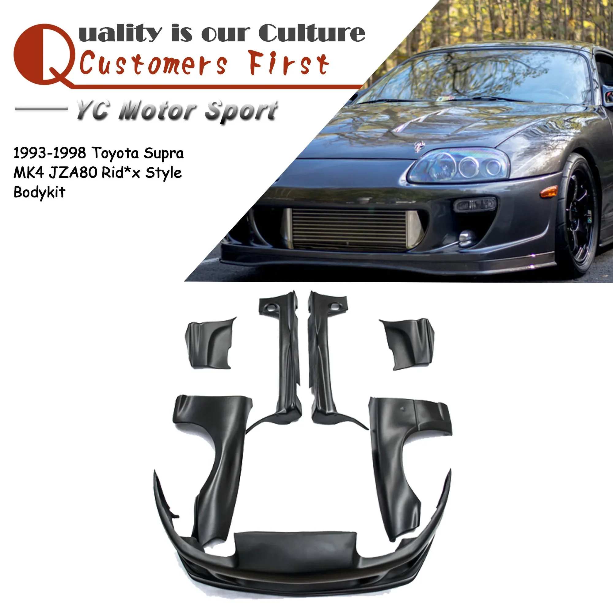 

Автомобильные аксессуары: Комплект обвеса из стекловолокна FRP в стиле JZA80 RDX (передний бампер, крылья, боковые пороги) для Toyota Supra MK4 1993-2002 годов
