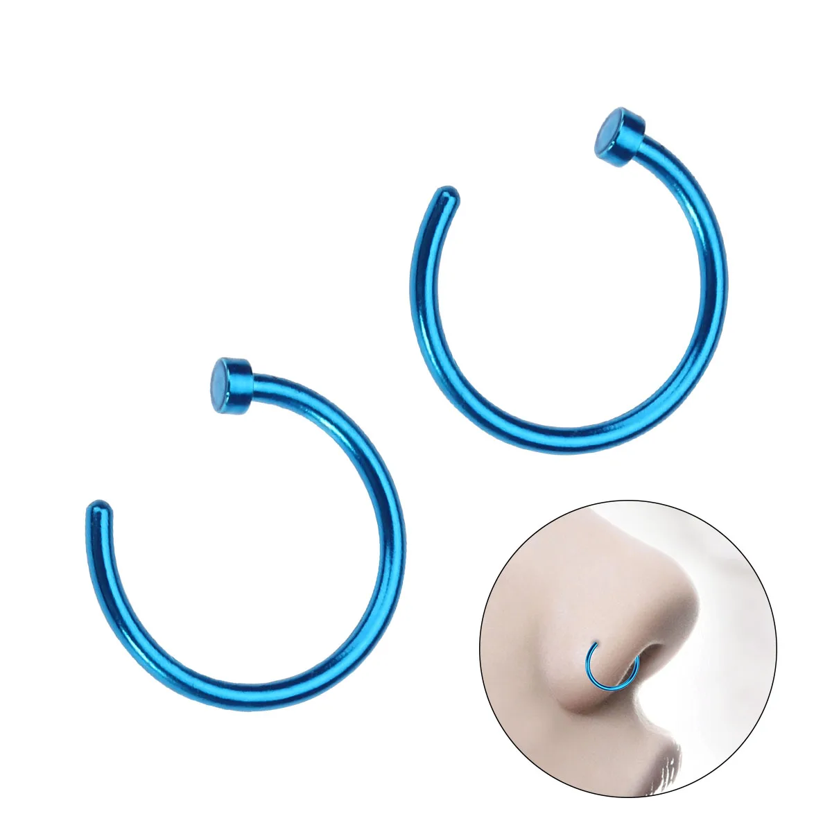 

Comfortable Surgical Titanium Steel Nose C Shaped Open Nose Hoop For Daily Wear Body Piercing Jewelry For Men Women 2 Pcs