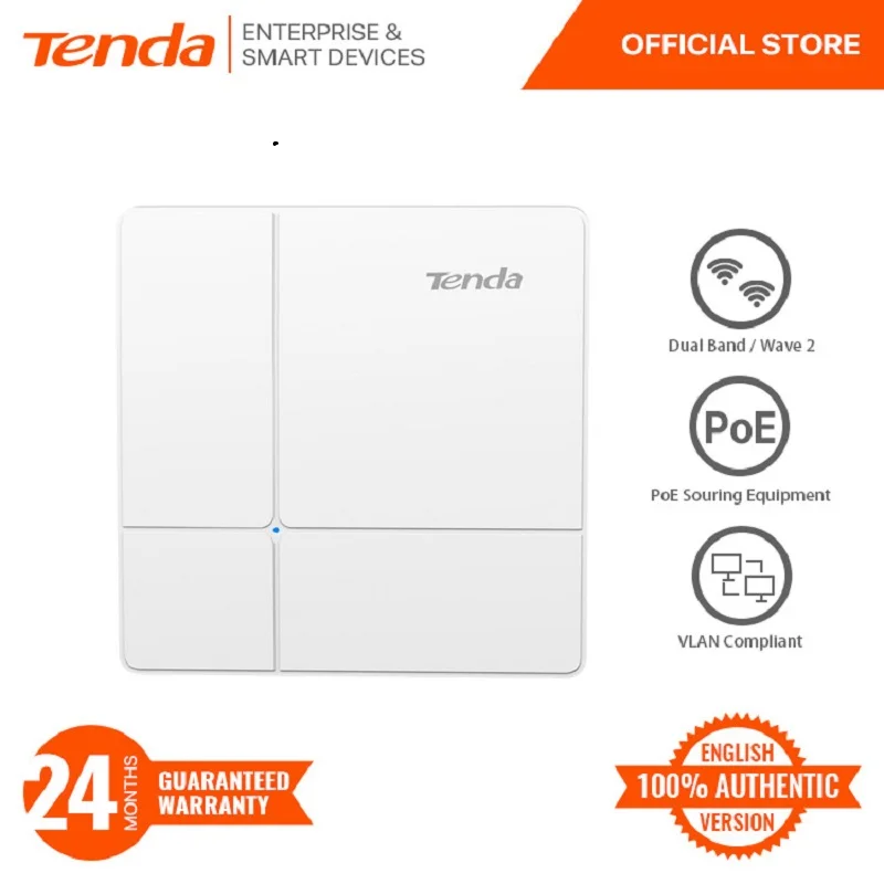 Tenda i24 AC1200 Wave 2 Gigabit Ceiling Access Point | Dual Band | MU-MIMO | PoE | DC Power Supply | Up to 300sqm