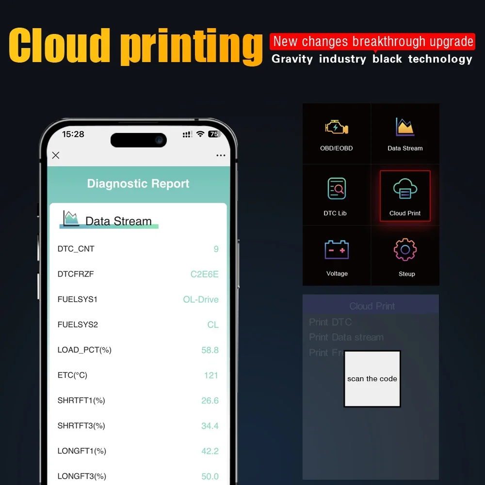 V520 OBD2 Scanner Auto Engine Check System OBDII EOBD Can Diagnostic Tool Automotive Code Reader with Cloud Printing image 5