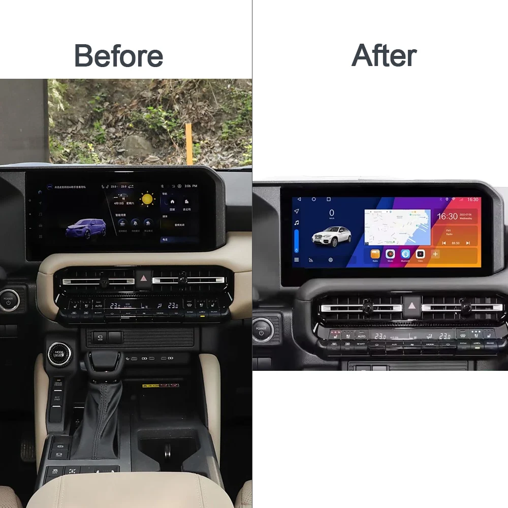 QLED 1920*720 Carplay 12.3' Android 13 12GB+256G Car Android Player GPS WIFI Radio For Toyota Land Cruiser Prado LC250 2022-2024