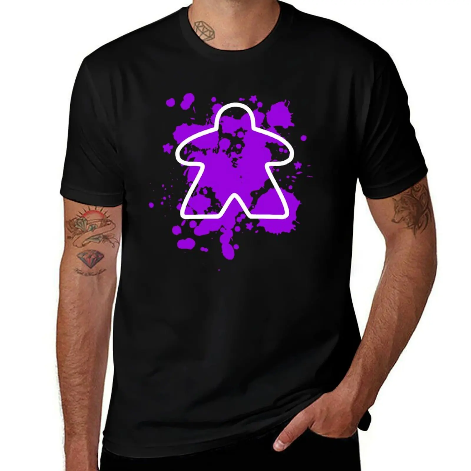 Abstract Meeple - Purple T-Shirt Quick Dry Training Short Sleeve Tee T-Shirt