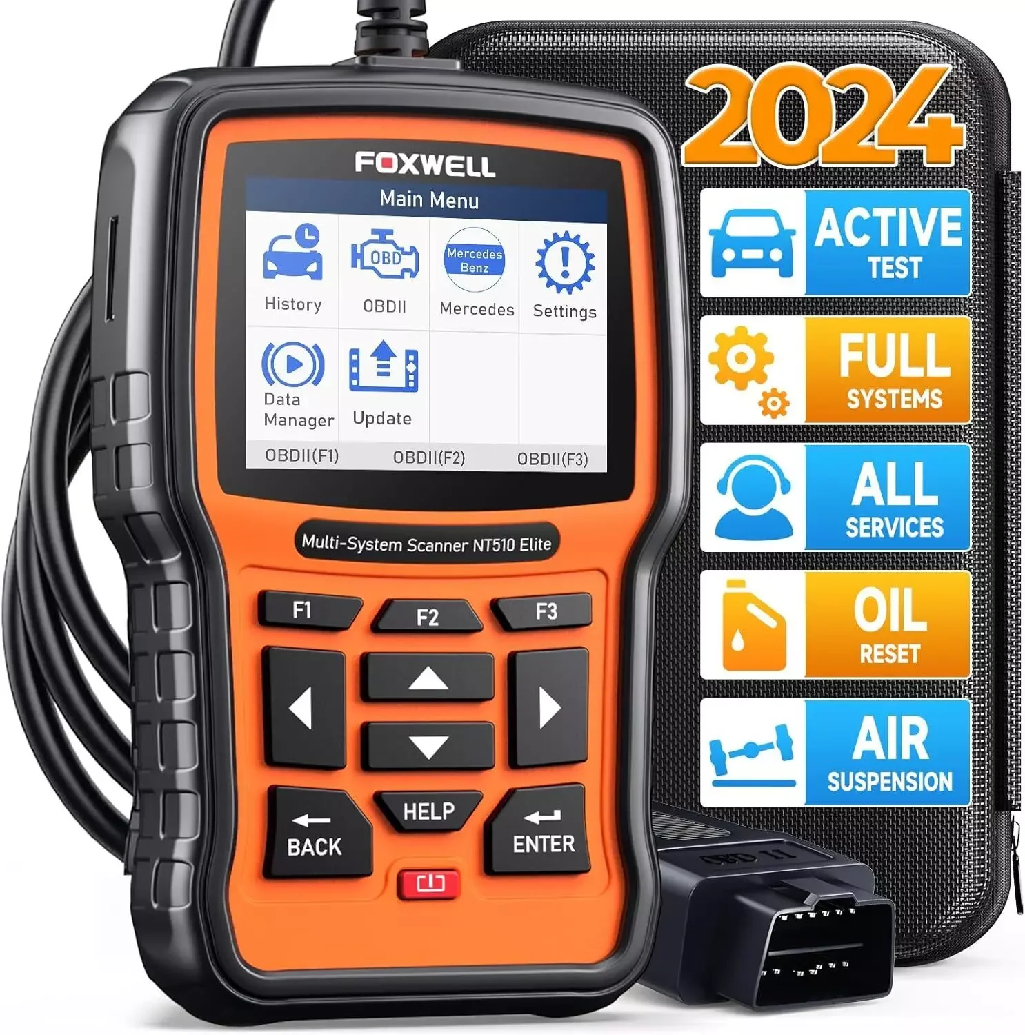 FOXWELL NT510 Elite for MERCEDES BENZ Full System OBD2 Diagnostic Reset Scanner Bi-Directional Diagnostic Tools Oil Reset EPB