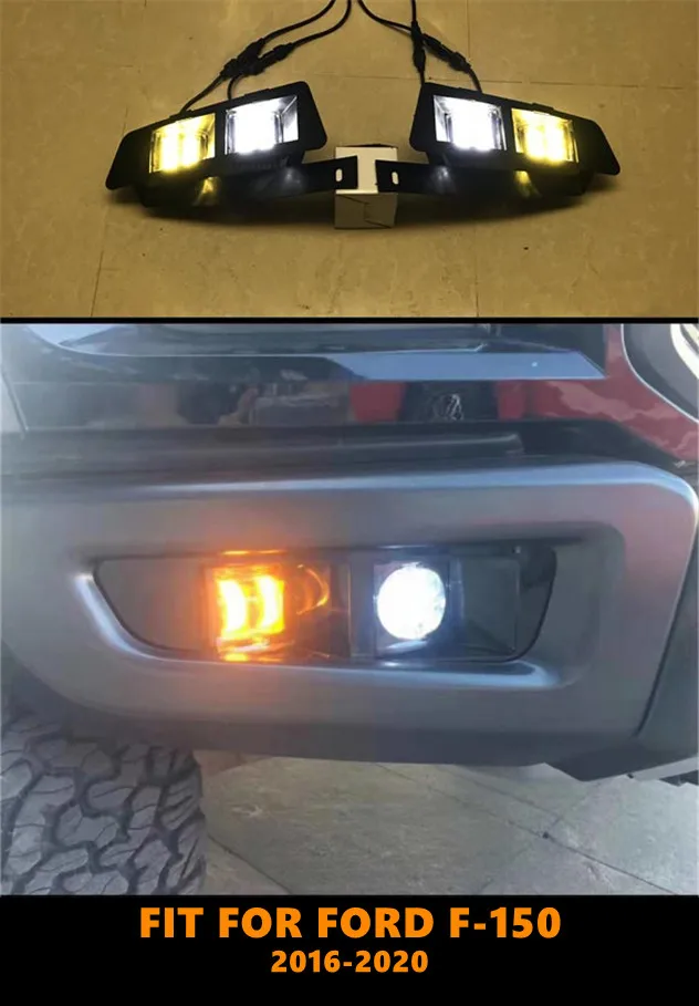 

Driving Daytime Running Light White/Yellow LED Fog Lamp Square Foglight Kit For Ford F150 2016 2017 2018 2019 2020